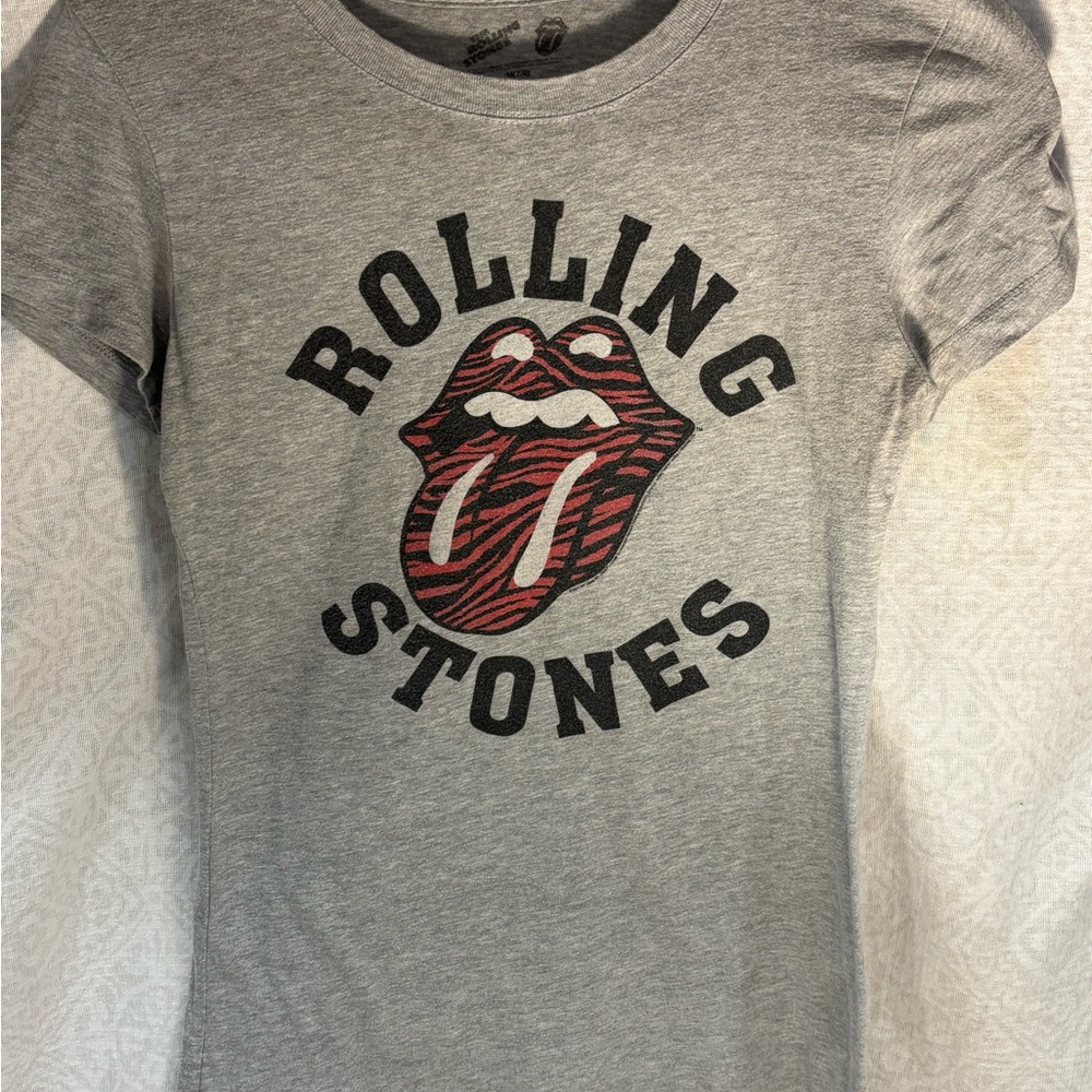 Rolling Stones Graphic Tee Gray Tongue Logo Size M